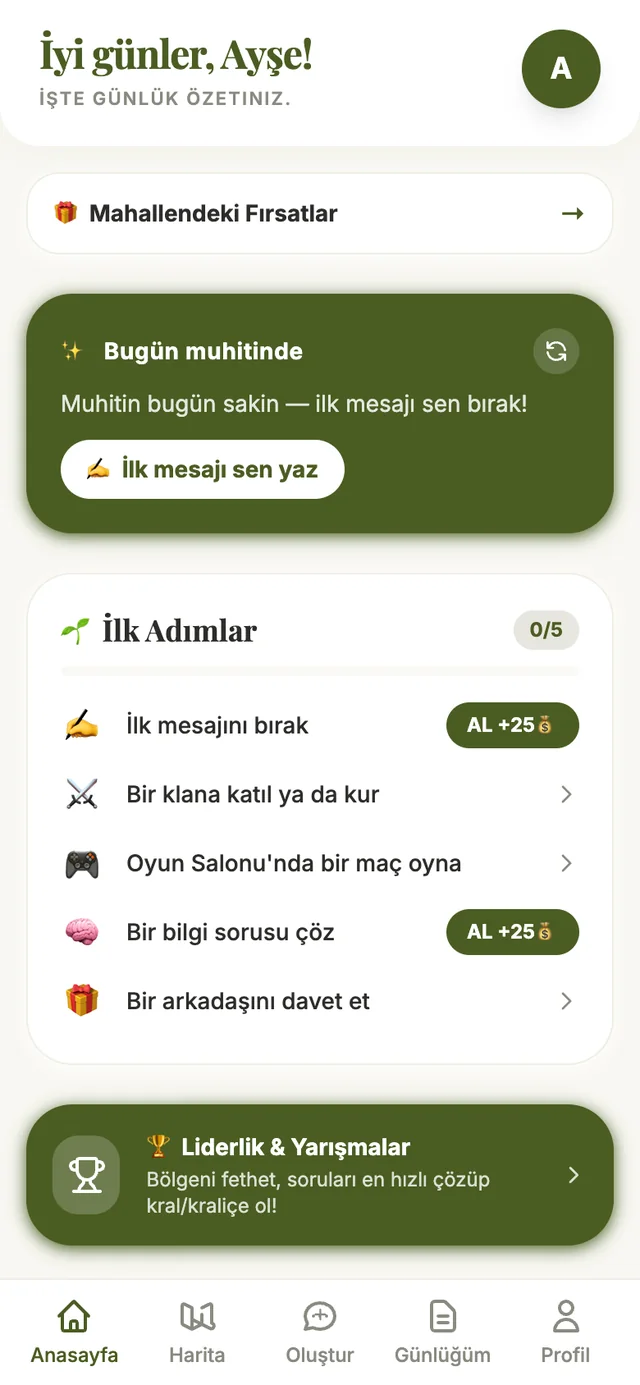 Anasayfa ekranı