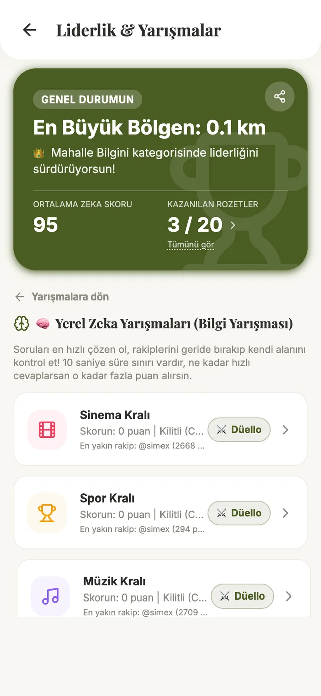 Kategori Kralları ekranı
